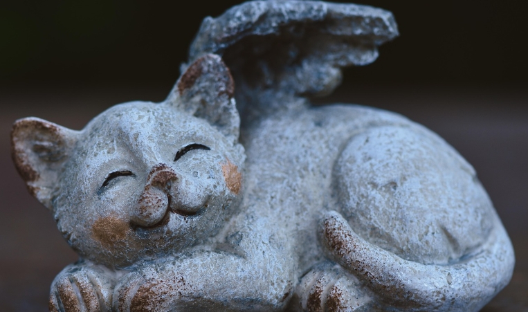 cat angel garden statue