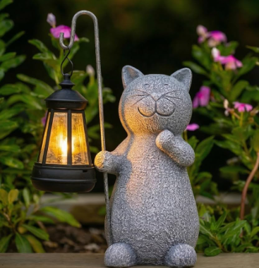 solar cat garden ornaments