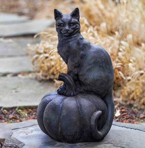 black cat garden statue
