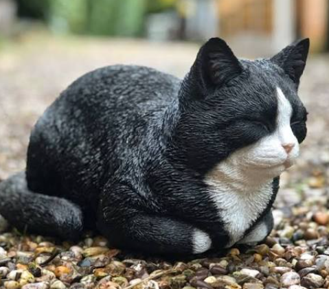 black and white cat garden ornament