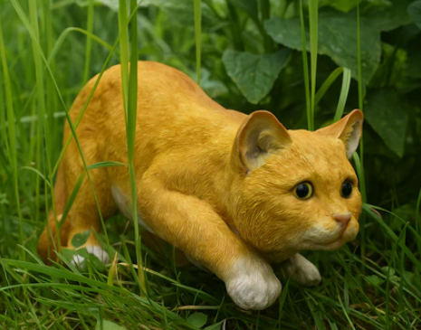 ginger cat garden ornament