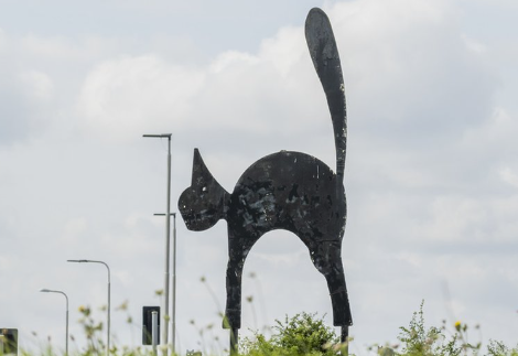 black cat sculpture
