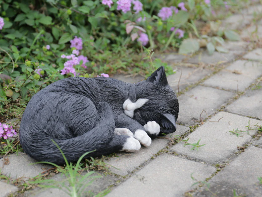 sleeping cat garden statue