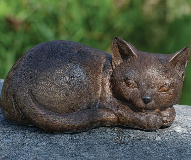 sleeping cat garden ornament