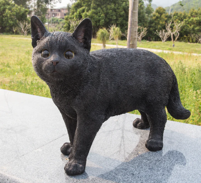 large black cat statue