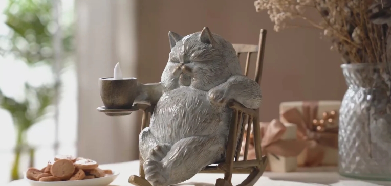 cat bird feeder statue