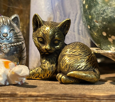 brass cat sculpture