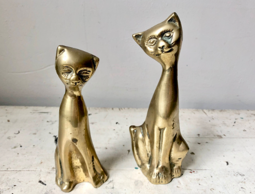 antique brass cat figurines