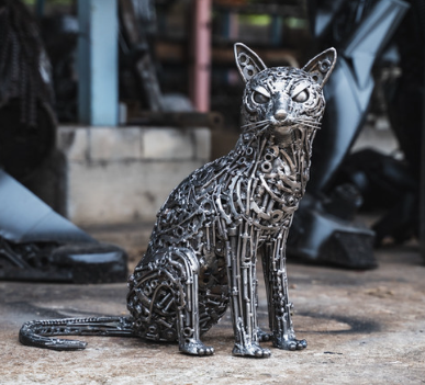 cat metal sculpture