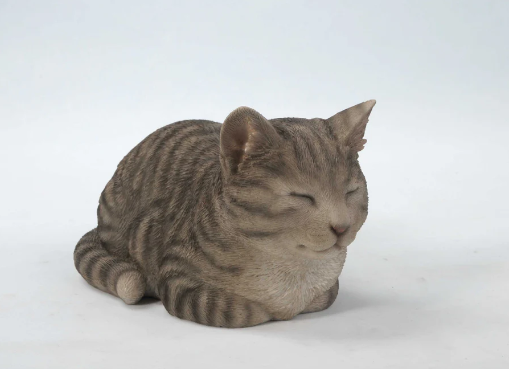 brown tabby cat statue