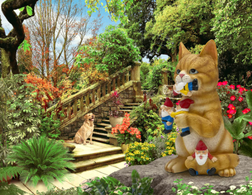 by mark & margot mischievous cat garden gnome statue figurine