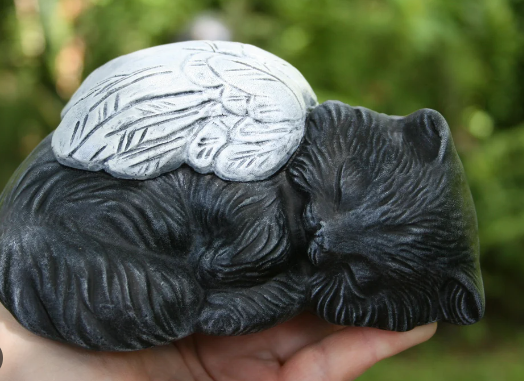 black cat angel statue