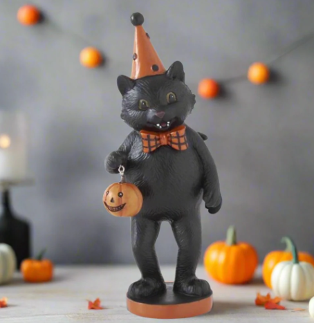 black cat halloween figurine