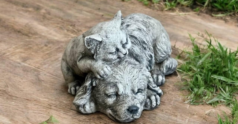 dog and cat garden statues