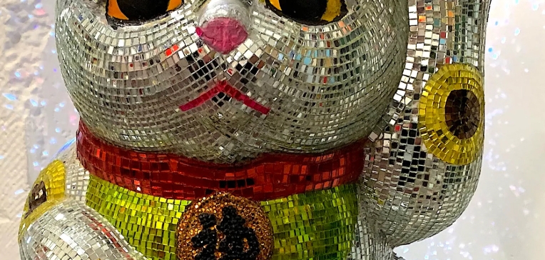 disco cat statue