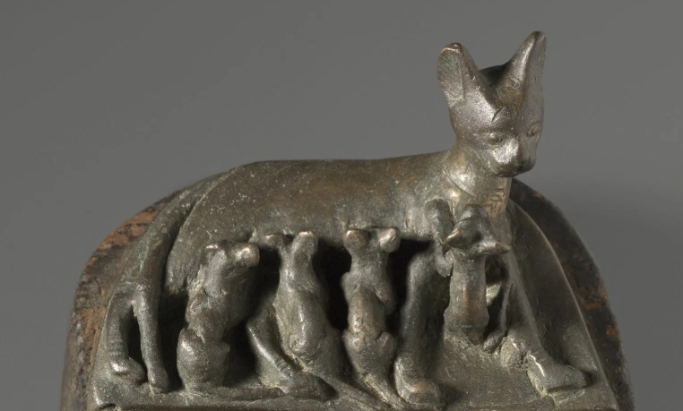 egyptian bronze cat statue