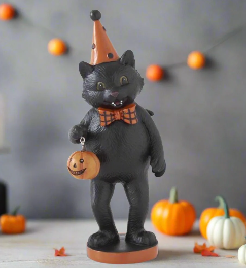 halloween black cat figurine