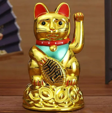 gold asian cat statue