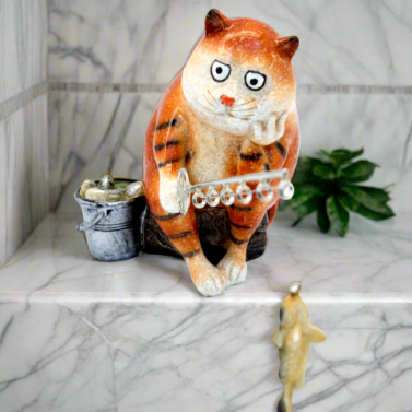 fat cat ceramic sculpture
