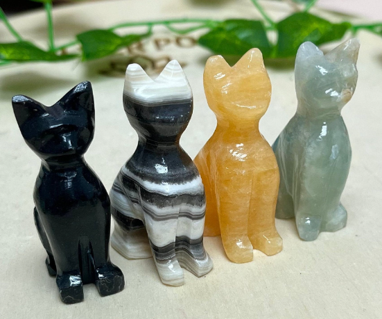 carved stone cat figurine