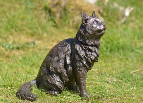long haired cat statue