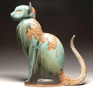 clay cat statue