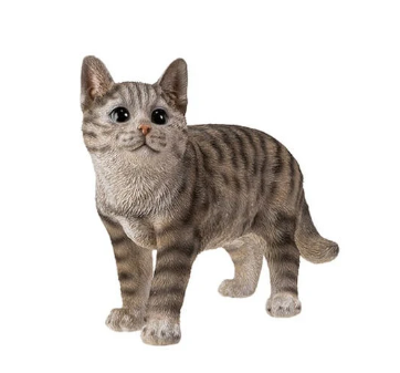 grey tabby cat statue