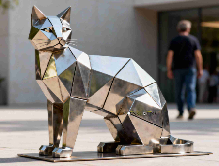 geometric cat statue