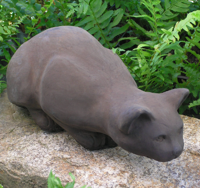 crouching cat statue