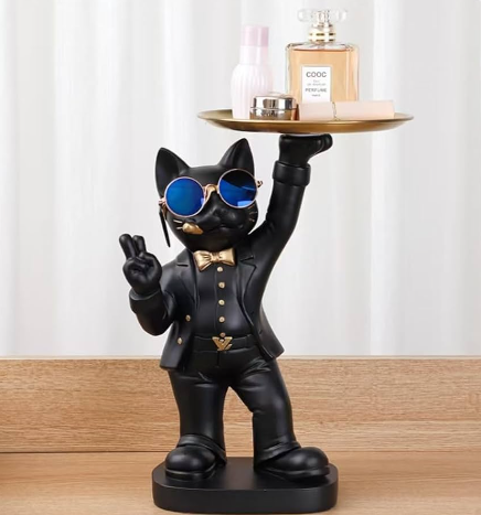 cat butler statue