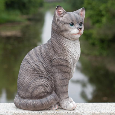 grey cat statue