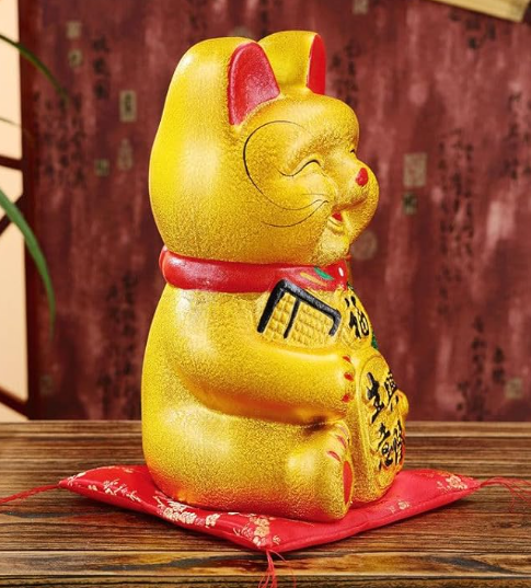 gold cat with swinging arm