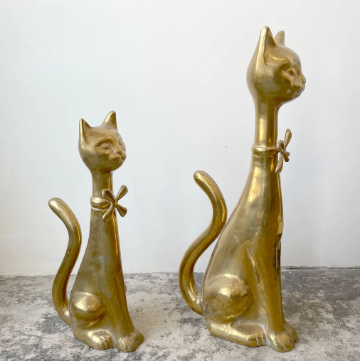 vintage brass cat figurines