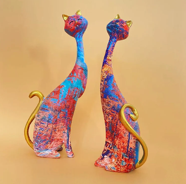 long neck cat statue