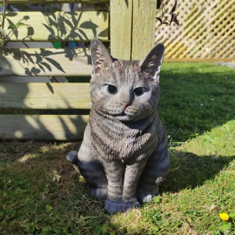 tabby cat garden ornament