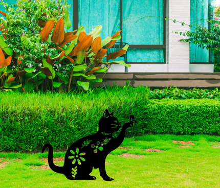 metal cat garden art