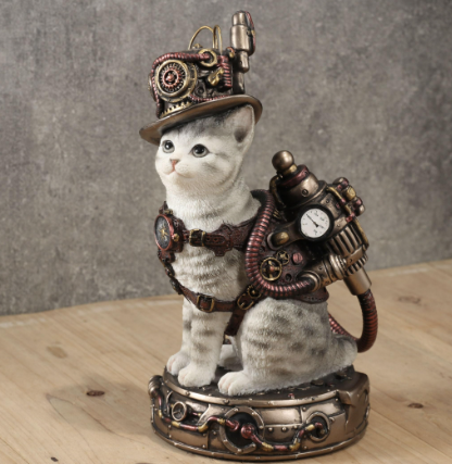 steampunk cat sculpture
