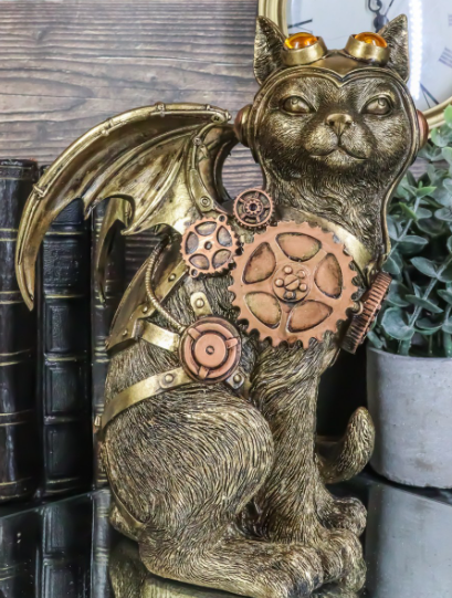 steampunk cat figurine