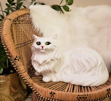 vintage white cat statue