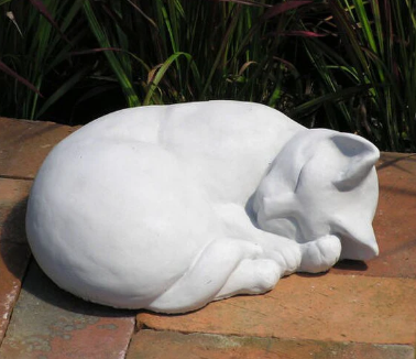 stone sleeping cat statue
