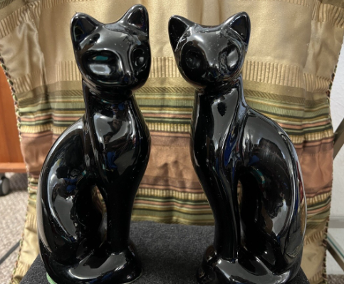 vintage black cat statue