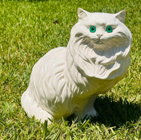 white cat garden ornament