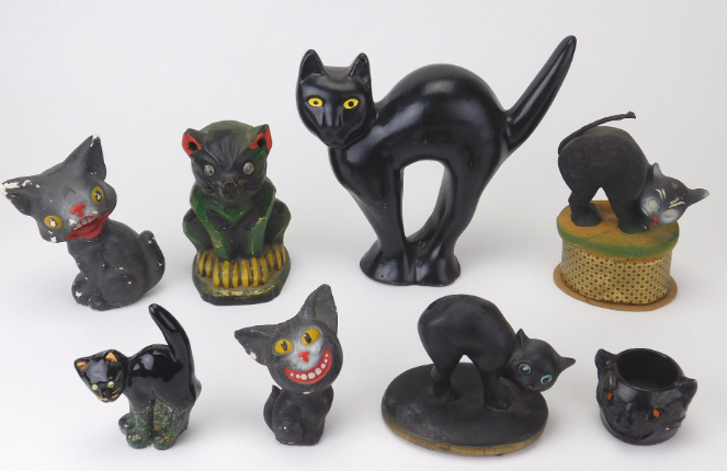 vintage black cat figurines