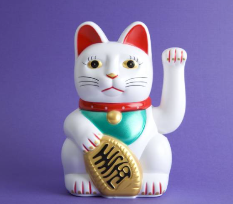 white asian cat statue