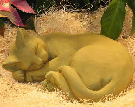 nichols bros stoneworks curled cat statue