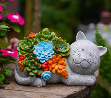 resin cat garden ornaments