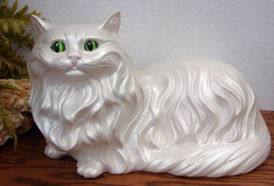 white persian cat figurine
